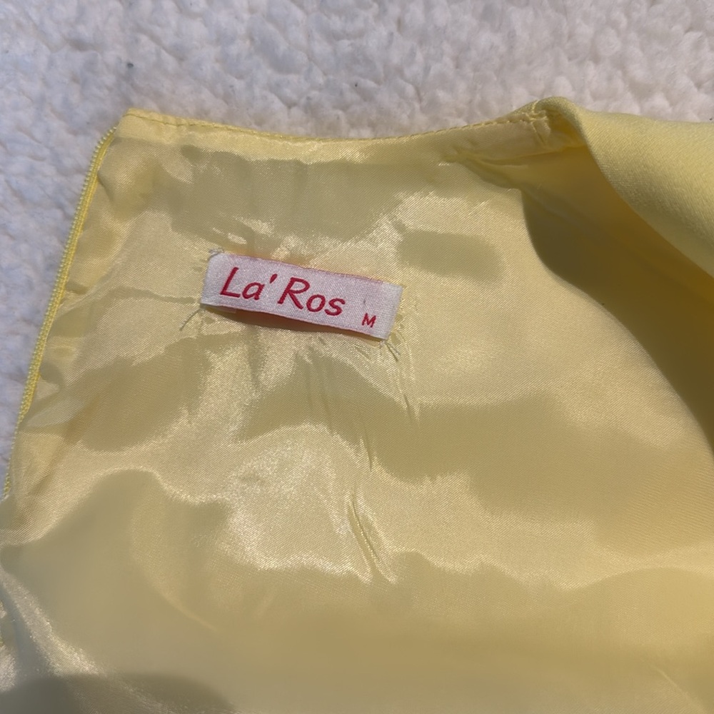 Yellow Feather Trim Sleeveless Top - Picture 3 of 5